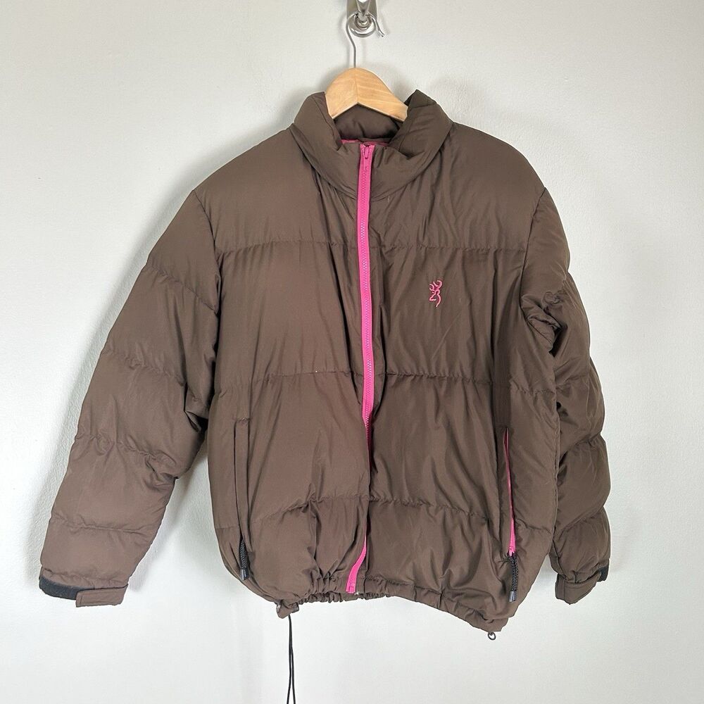 Browning L Down Jacket Puffer Padded Brown Pink Outdoor Quilted Goose